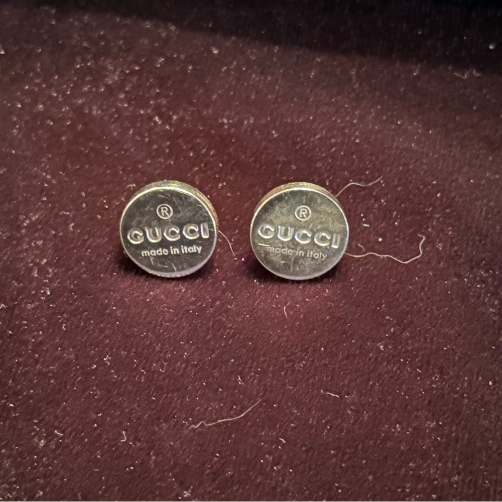 Authentic Gucci sterling silver trademark logo button stud earrings - Picture 5 of 13